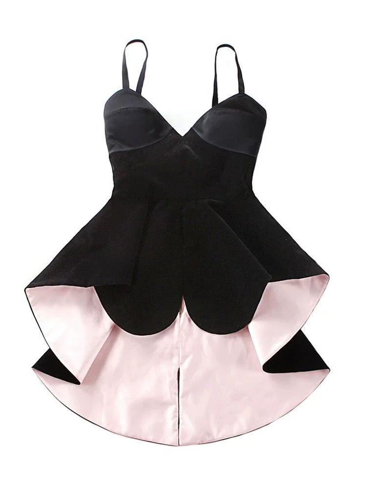 Noir Petal Mini Dress