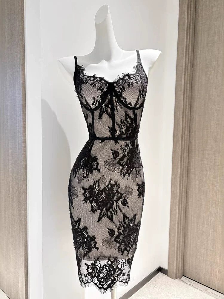Raven Lace Corset Dress